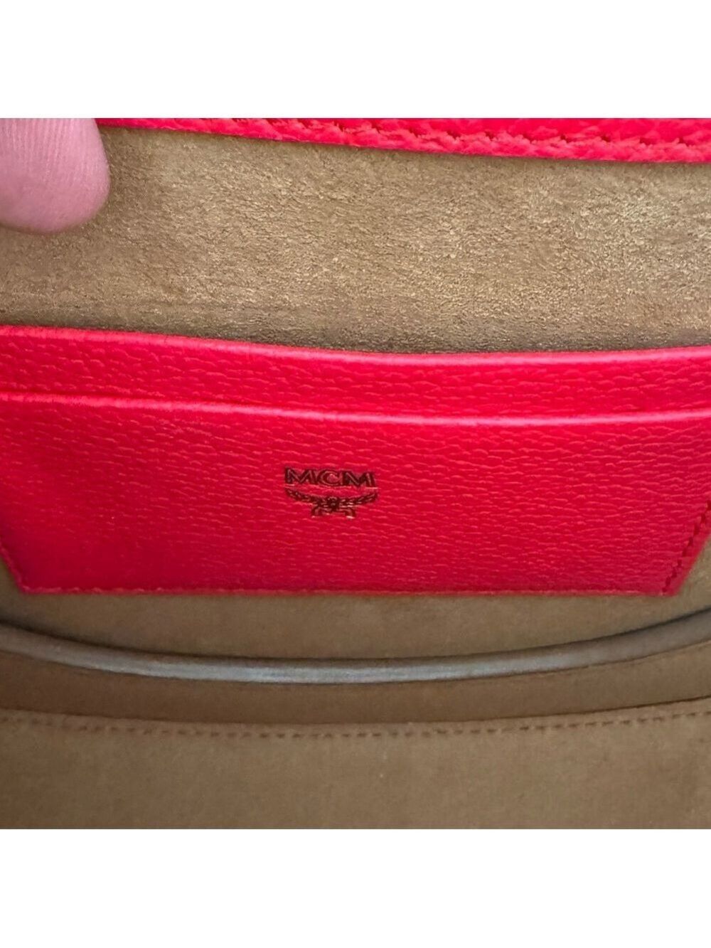 MCM Patricia Shoulder Bag with Top Handle Color block pattern - Red/Coral - EUC - Picture 6 of 11